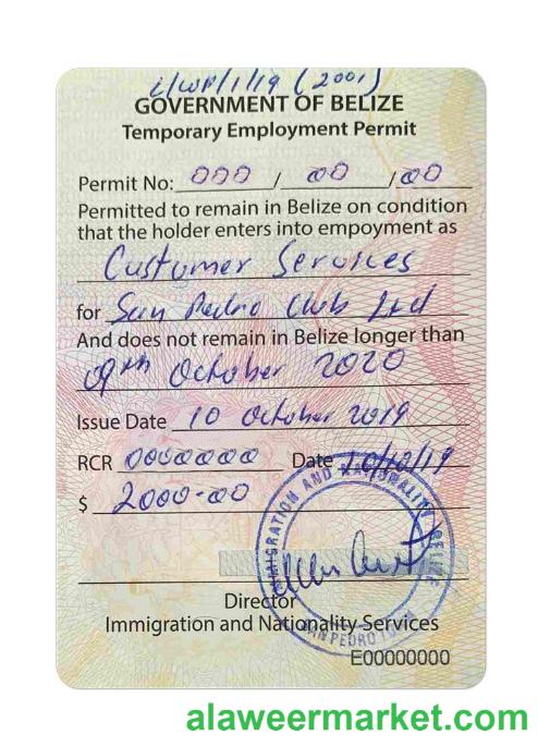 BELIZE work visa